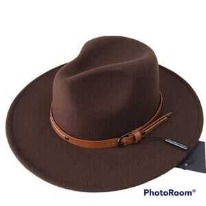 Wide brim brown Fedora hat one size NWT boho festival trendy casual